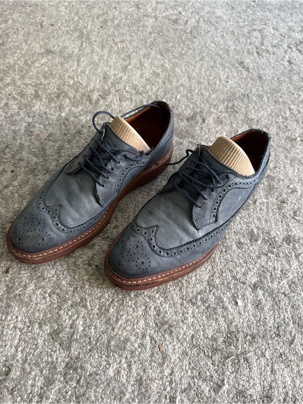 Men's Wingtip Brogue Derby Shoes in Slate Blue